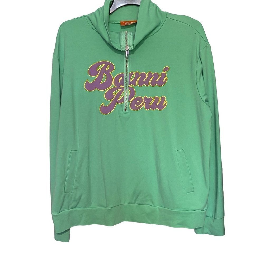 Banni Peru Women's Green Mint Quarter Zipper Sweatshirt with Pockets Size XL‎